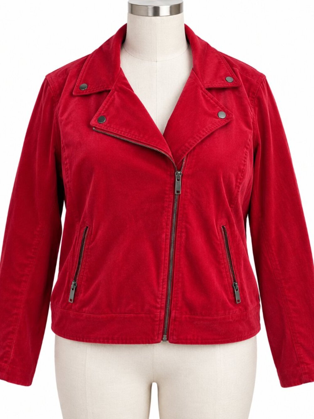 Torrid Size 4 Red Moto Jacket Stretch Cotton Biker Motorcycle Plus Size 4X